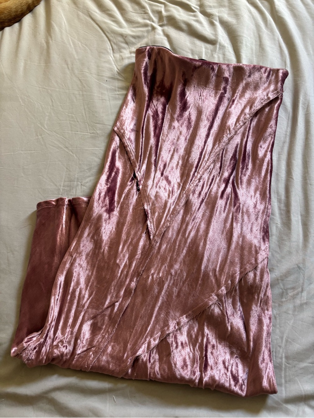 Free People Solid Serious Swagger Crushed Velvet Maxi Skirt Pink sz xs